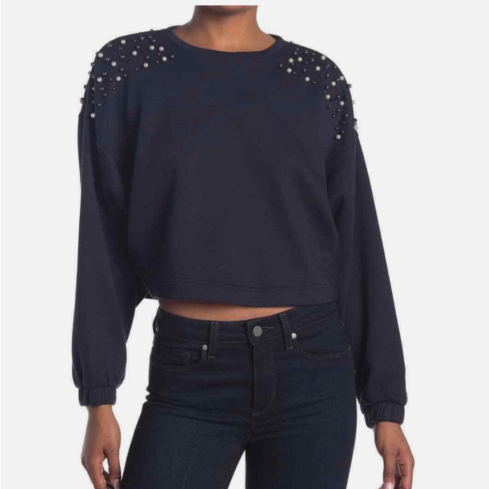 14th & Union Navy Blue Embellished Sweatshirt